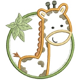 Matriz de bordado Girafa Moldura C�rculo