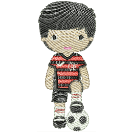 Matriz de bordado Menino Jogando Futebol Flamengo