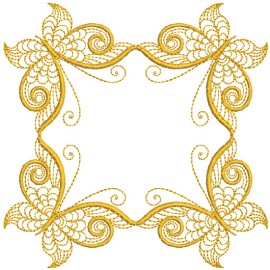 Matriz de bordado Moldura Borboletas Rippled