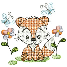 Matriz de bordado Raposa no jardim