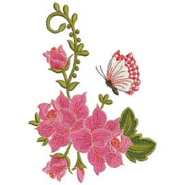 Matriz de bordado Ramo de Rosas e a Borboleta