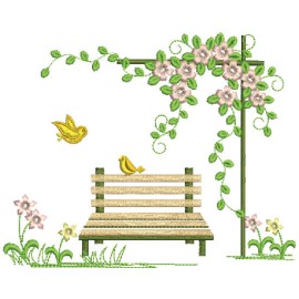 Matriz de bordado Banquinho no Jardim 004