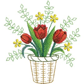 Matriz de bordado Cesto Flores 008