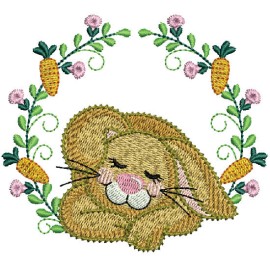 Matriz de bordado Coelho Raminho de Flores