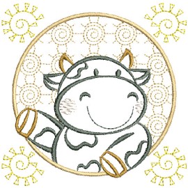 Matriz de bordado Vaca Moldura C�rculo