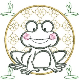 Matriz de bordado Sapo Moldura C�rculo