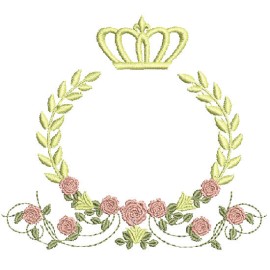 Matriz de bordado Moldura Flores Coroa