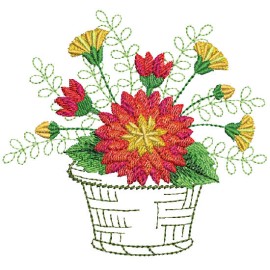 Matriz de bordado Cesto de Flores 002