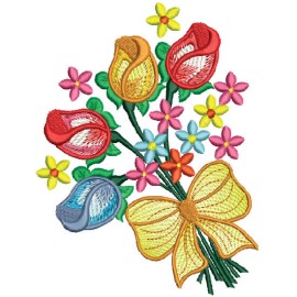 Matriz de bordado Flores com La�o