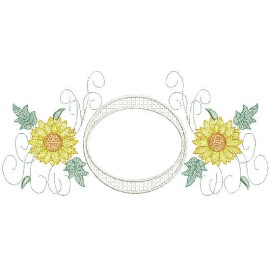 Matriz de bordado Moldura com Flores 019