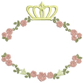 Matriz de bordado Moldura Flores Coroa 002