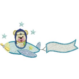 Matriz de bordado Urso Avi�o Placa