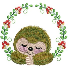 Matriz de bordado Bicho Preguia Raminho de Flores