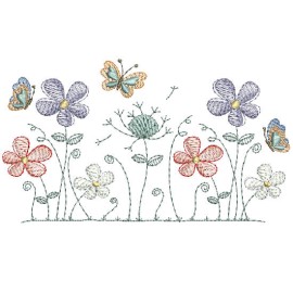 Matriz de bordado Cen�rio de Flores 001