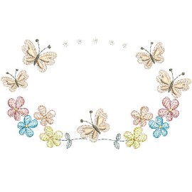 Matriz de bordado Moldura Borboletas e Flores