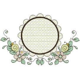 Matriz de bordado Moldura com Flores 015