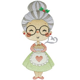 Matriz de bordado Vov� Cozinhando