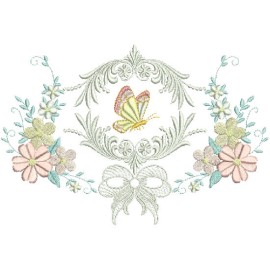 Matriz de bordado Moldura com Borboleta