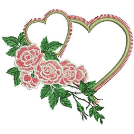  Matriz de bordado Moldura de Cora��o com flores