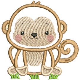 Matriz de bordado Macaco Aplique/Ponto corrido