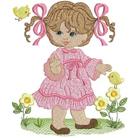 Matriz de bordado Menina no Jardim
