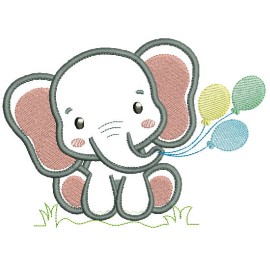 Matriz de bordado Elefante com balo 002