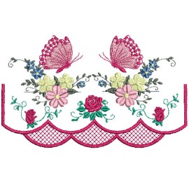 Matriz de bordado Barrinha Flores e Borboleta