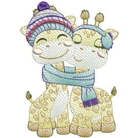 Matriz de bordado Casal Girafinhas