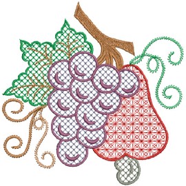 Matriz de bordado Uva e Caju