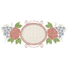 Matriz de bordado Moldura Rosas Crivo