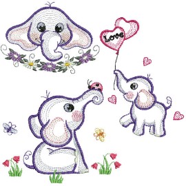 Matrizes de bordado Elefante Fofo 