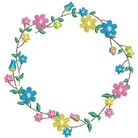 Matriz de bordado Moldura de Flores Coloridas