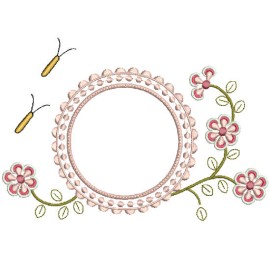 Matriz de bordado Moldura com Flores 016