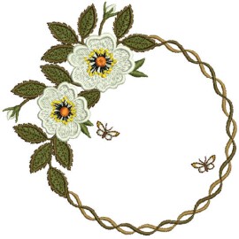 Matriz de bordado Moldura com Flores 008