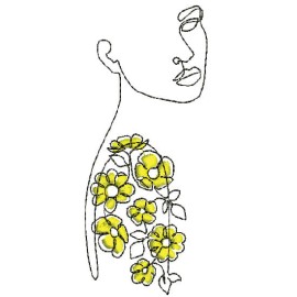 Matriz de bordado tra�os de mulher com flores