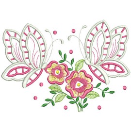 Matriz de bordado Flor com Borboleta 001