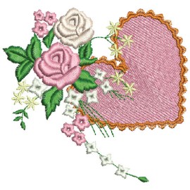 Matriz de bordado Cora��o com Flores