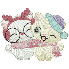 Matriz de bordado Casal Gatinhos