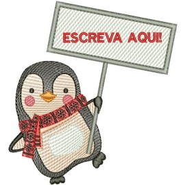 Matriz de bordado Pinguim com Plaquinha