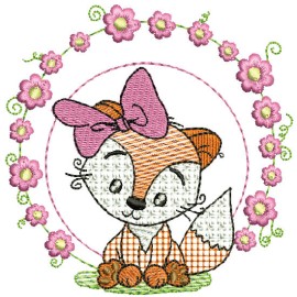 Matriz de bordado Raposa Ramo de Flores