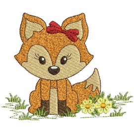 Matriz de bordado Raposinha no Jardim