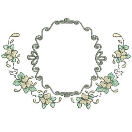 Matriz de bordado Moldura com Flores 014