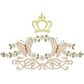 Matriz de bordado Moldura Borboleta Coroa