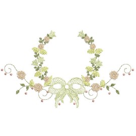 Matriz de bordado Moldura com Flores 013