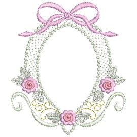 Matriz de bordado Moldura com La�o 002