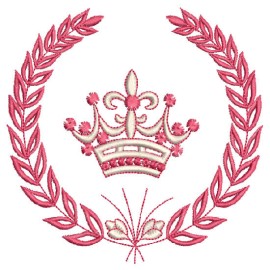 Matriz de bordado Ramos com coroa 02