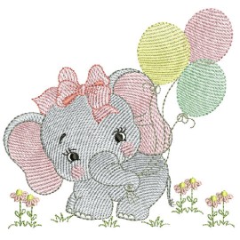 Matriz de bordado Elefante com balo