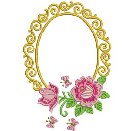 Matriz de bordado Moldura com Flor 002