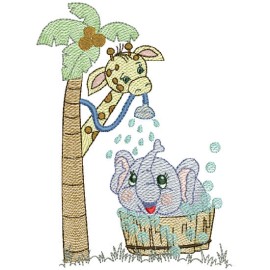 Matriz de bordado Elefante Hora do banho