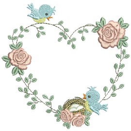 Matriz de bordado Moldura com Pssaros